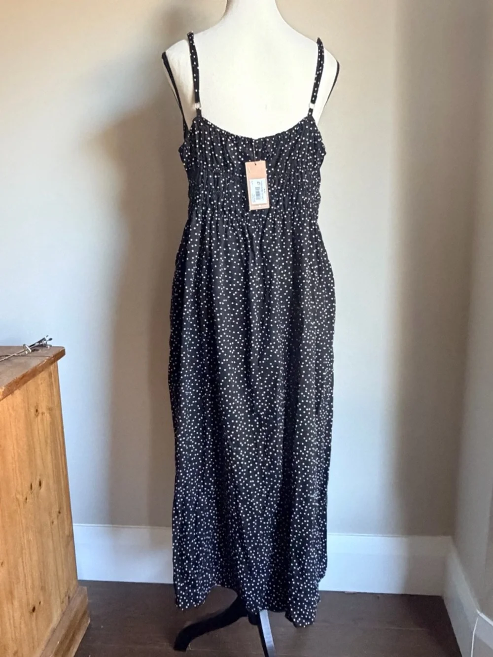Denver Hayes Black and White Polka Dot Maxi Dress - Picture 8 of 16